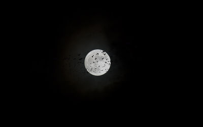 Low angle view of moon in dark sky