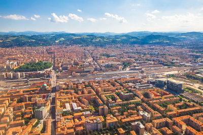 High angle view of townscape against sky