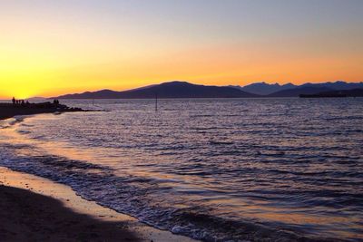 Scenic view of sea at sunset