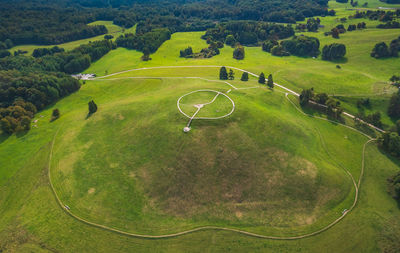 High angle view of golf course