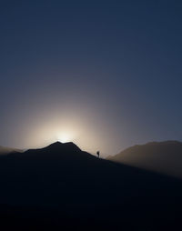 Silhouette mountain against clear sky during sunset