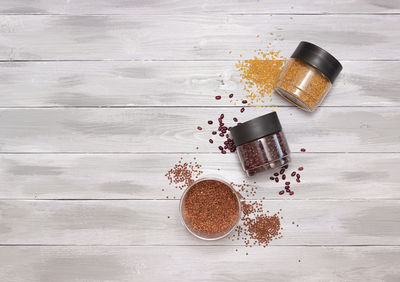 High angle view of coffee on table