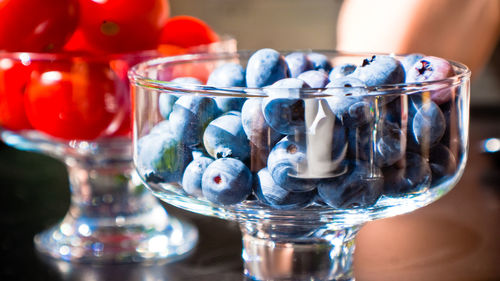 Close-up of cocktail in glass on table