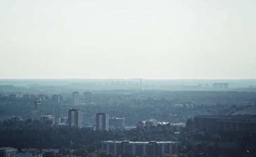 Cityscape against clear sky