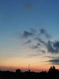 Silhouette of landscape against cloudy sky at sunset