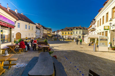 People in town during sunny day