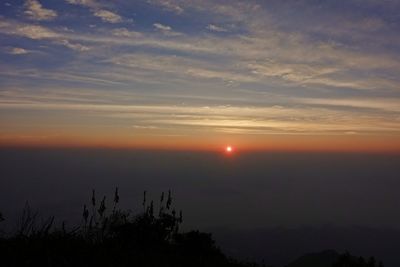 Scenic view of silhouette landscape against sky during sunset