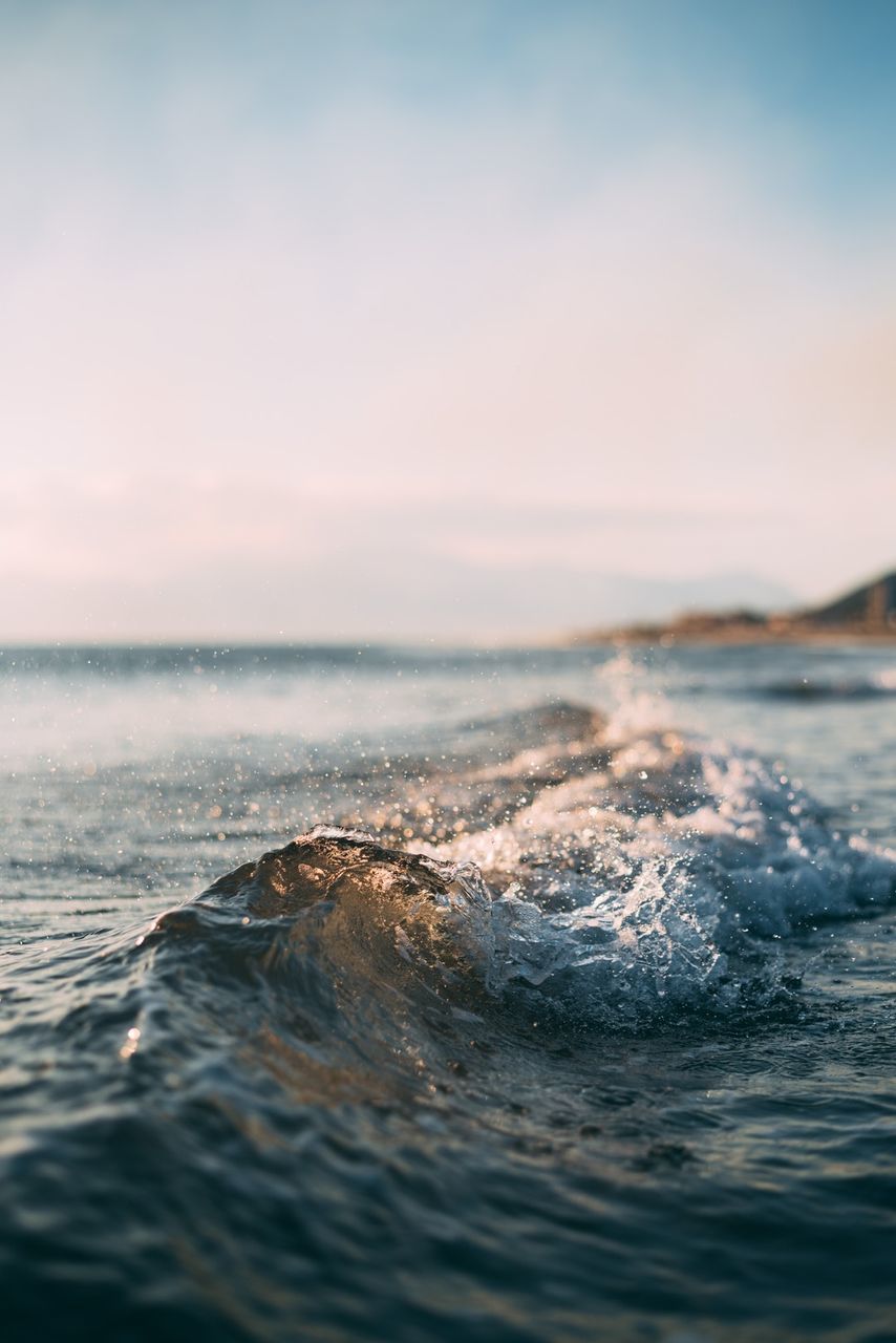 sea, water, motion, waterfront, wave, beauty in nature, sky, nature, scenics - nature, outdoors, no people, day, sunset, sport, selective focus, aquatic sport, splashing, cloud - sky, horizon over water, power in nature, marine