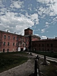 Castle against sky in city