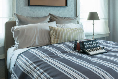 Man relaxing on bed at home