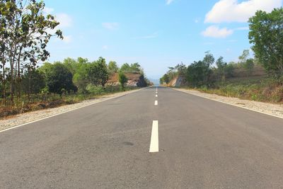 Road by trees against sky