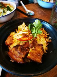 High angle view of meal served in plate