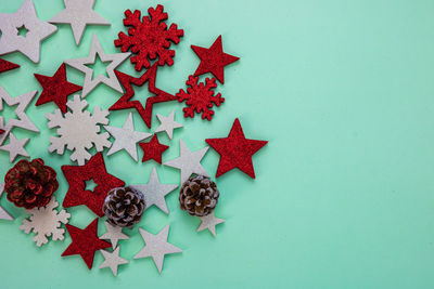 High angle view of christmas decoration