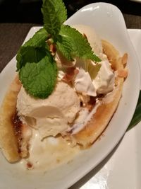 Close-up of ice cream in plate