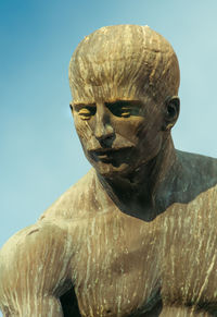 Low angle view of statue against clear sky