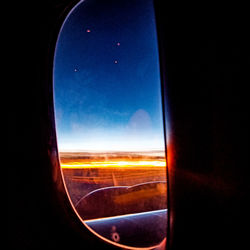 View of sky seen through airplane window