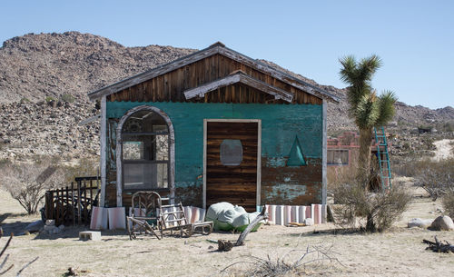 Abandoned building against clear sky