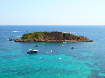 Scenic view of sea against clear sky