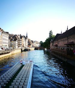 View of buildings against clear sky