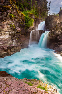 Scenic view of waterfall