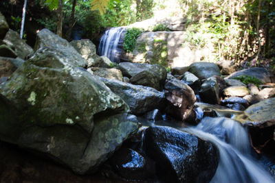 River flowing through rocks in forest