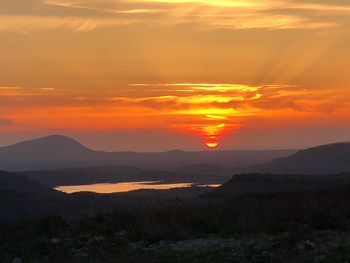 Scenic view of landscape against sky during sunset