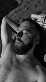 High angle view of young man