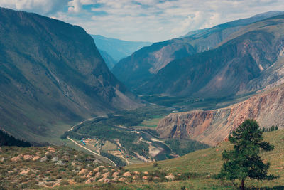 Scenic view of mountains against sky