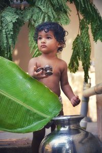 Cute boy looking away