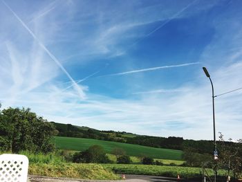 Scenic view of vapor trail in sky