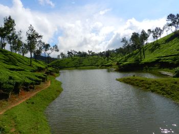 Scenic view of lake against sky