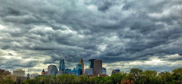 Storm clouds over cloudy sky