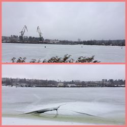 Scenic view of sea against sky during winter