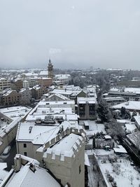 High angle view of townscape against sky