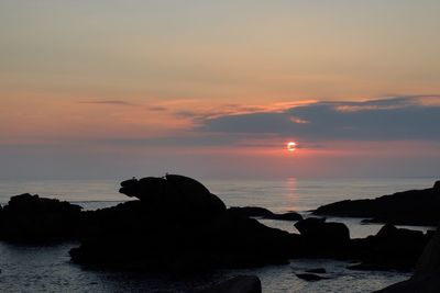 Scenic view of sea at sunset