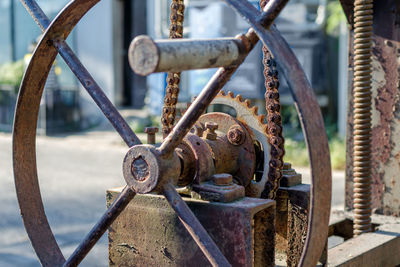 Close-up of rusty machinery