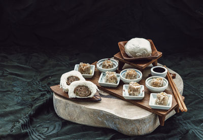 High angle view of food on table