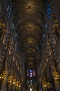 Low angle view of illuminated ceiling of building