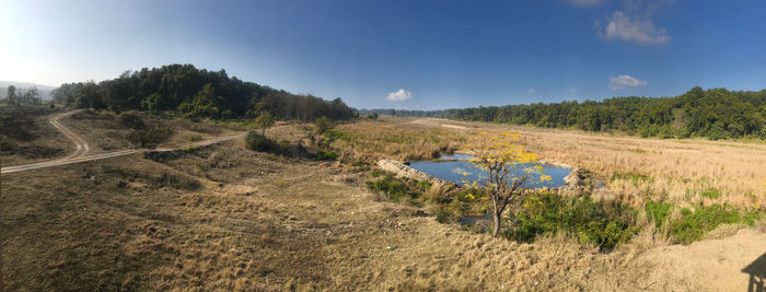 Scenic view of land against sky