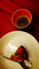 Close-up of dessert served on table