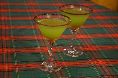 Close-up of wine in glass on table