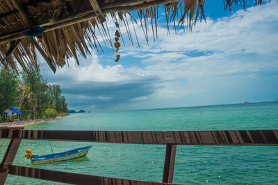 Scenic view of sea against cloudy sky