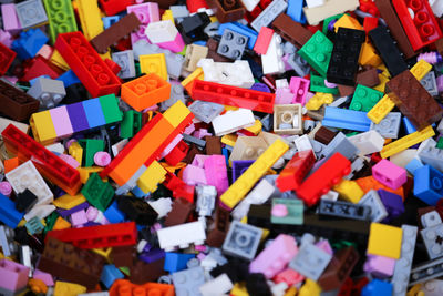 Full frame shot of toy blocks pile