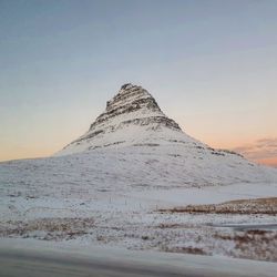 Kirkjufell in the winter snow