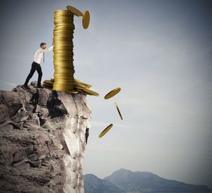 Side view of man standing on rock