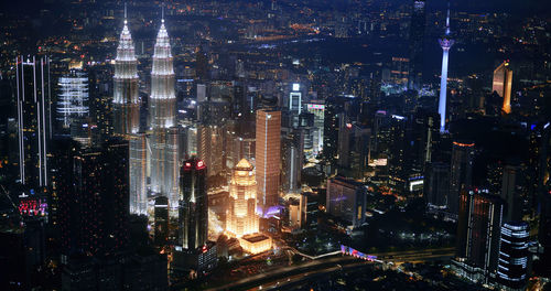 Beautiful scenery of kuala lumpur city centre with night sky background.