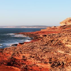 Scenic view of beach against clear sky