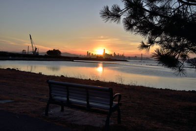 Scenic view of lake during sunset