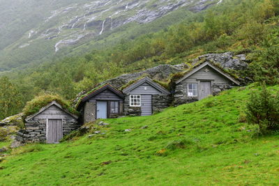 Houses on mountain