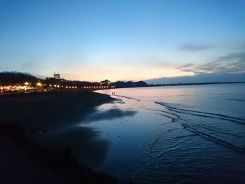 Scenic view of beach against sky during sunset